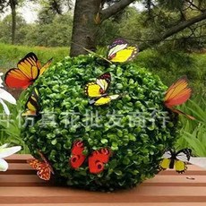인공 녹색 식물 잔디 공 회양목 장식 안뜰 발코니 정원 웨딩, 4.Butterfly Ball, 1개, E.13cm