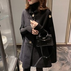 제이블리 싱글 골드 버튼 블랙 케이프 자켓