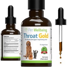 Pet Wellbeing 반려견 반려동물 웰빙 목구멍 골드 수의사 제형 목 불편함 쉰 목소리 목줄 긴장 개의 간헐적 기침 완화 천연 허브 보충제 2온스(59ml), 1개