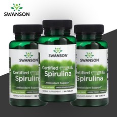스완슨 세리티파이드 스피루리나 스피룰리나 Spirulina 500mg 180정 3개