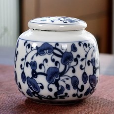 중국 청백색 도자기 차 캐디 티구안인 밀폐 용기 여행용 티백 보관함 커피 용기, 1개