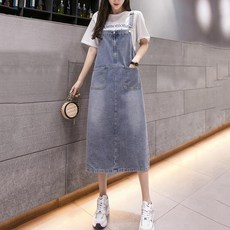 청멜빵치마 새로이 KD87JG3G 여성 데님 멜빵 원피스 캐주얼 청 치마 스커트