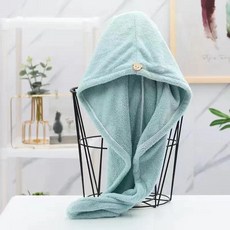 단추 극세사 헤어 타올 포함 케어 캡 초흡수성 랩 빠른 건조 여성 욕실 액세서리, 1개, 5
