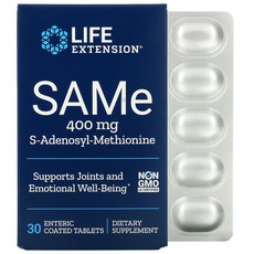 라이프익스텐션 SAMe S 아데노실 메티오닌 400mg 장용 코팅 30정, 1개