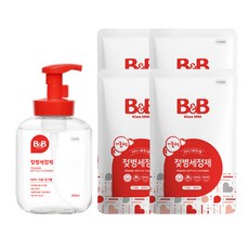 비앤비 젖병세정제 거품 용기 450ml + 리필 400ml, 1세트, 용기 1 + 리필 4