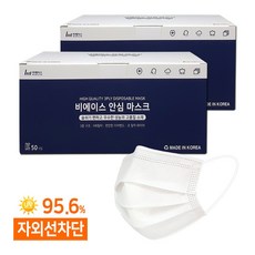 비에이스 국산 일회용 덴탈마스크 중형, 50개입, 2개, 화이트