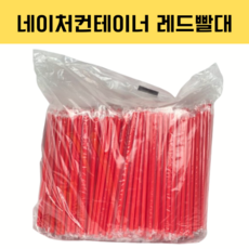 네이처컨테이너 레드 21cm 개별포장 일자 빨대, 1개, 500개입