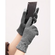 레이스 포인트 여성 터치장갑 그레이 따뜻한장갑