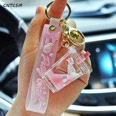 CNTCSM 액체유사 유니콘 오일투입 키홀더 자동차 키링고리 아이디어 커플 선물, 핑크색