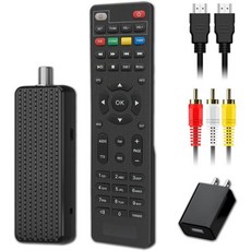 미니 ATSC TV 스틱 HDMI 출력이 포함된 1080P 디지털 튜너 박스 3RCA 출력 녹음 및 재생 USB 멀티미디어 플레이어 케이블이 2in1 리모컨 포함 - 멀티미디어플레이어