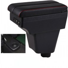 Renault Clio 4 armrest box 중앙 내용 상자 내부 팔걸이 보관 자동차 스타일링 액세서리 부품 (USB 포함)|팔걸이|, 1개, B-Black red line, 단일