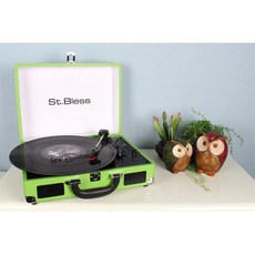 St.Bless 수트케이스 턴테이블 GREEN 엔틱턴테이블 레트로감성, 단일상품