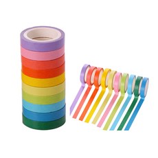 요랜드 레인보우 컬러 마스킹테이프 10색 7.5mm x 5m, 1개