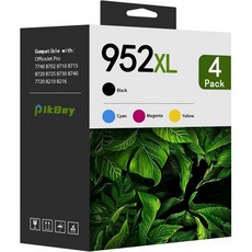 952XL 잉크 카트리지 고 수율4팩 블랙시안마젠타옐로우 호환 OfficeJet Pro 8710 8210 8715 8720 8702 7740 프린터용 HP 교체, 1개