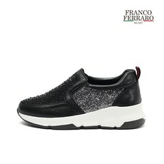 Franco Ferraro 프랑코페라로 스톤 여성 슬립온 실버 FO7804_BLACK