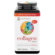 youtheory Collagen + biotin 유씨어리 콜라겐 플러스 비오틴 6000mg 390정, 1병
