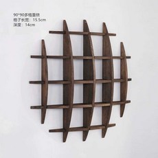 앤티크 원목벽걸이 찻잔진열대 3D 스윙 디스플레이 고급 차 세트 원목 선반 다기장, 1. 90x90 월넛 - 다기장식장