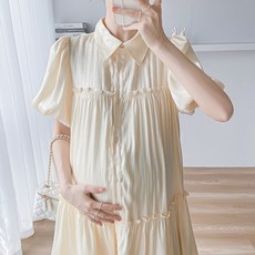임산부 원피스 여름 셔츠형 A라인 원피스 오픈 수유 가능
