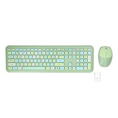 컴퓨터 키보드 마우스 콤보 4G 레트로 멀티 컬러 음소거 커버 무선 세트, green