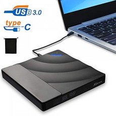 외장형 CD DVD 드라이브 USB 3.0 (Type-C 휴대용 DVD / CD 버너 및 리더기 / 플러그 앤 플레이 / 저소음 / 모든 랩톱, 단일상품, 단일상품