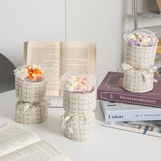 뜨개꽃 다발 물망초 조화 꽃 다발 선물