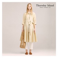 써스데이아일랜드 Thursday Island 투웨이 플리츠 싱글 트렌치 코트 T222MCT131W