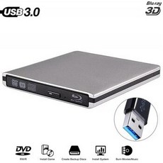 [해외] 알루미늄 블루 레이 드라이브 슬림 USB 3.0 블루 레이 버너 BDRE CDDVD RW WRITER IMA 노트북 PC WINXP7810 용 블루 레이 디스크 재생, 은