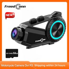 헬멧 블루투스 오토바이 Freedconn 헤드셋 그룹 인터콤 대시 캠 모터 자동 DVR 와이파이 앱 1440P 8 라이더 800M 음악 공유 FM R3, 2.One Set 64GB