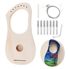 [ 1215192 ] OriGlam Lyre Harp 7 스트링 DIY 키트 나만의 베이스 우드 만들기 포스트 안장 튜닝 포함 Lyres 라이어 하프, 1개