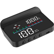 디지털 자동차 HUD 헤드업 디스플레이 속도계 OBD2 GPS 인터페이스속도 MPH 앞유리 투사 엔진 RPM 나침반 과속 경고 고도 수온 모든 차량용, M19