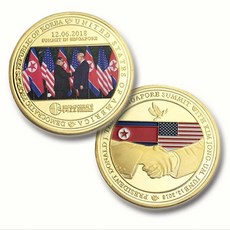 50 pcs 2018 평화 이야기 한국 미국 동전 손 흔들어 우정 골드 도금 40 mm 배지 소장 장식 동전, gold