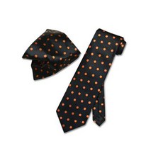 Vesuvio Napoli 블랙 오렌지색 Polka Dots 넥타이 손수건에 넥타이 세트