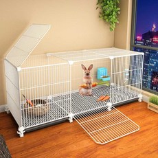 대형 토끼장 기니피그 사육장 케이지 하우스 토끼집 철장 실내, 1개, 7.대형-바퀴형--7종세트
