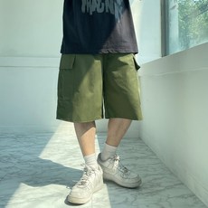 남자 버뮤다 나일론 썸머 카고 와이드 반바지 팬츠