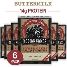 Kodiak Cakes 단백질 팬케이크 파워 케이크 플랩 잭 와플 베이킹 믹스 버터 밀크 20oz (6팩), 상세설명참조
