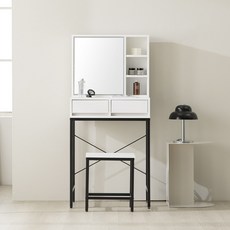 [즉시할인2만원+협탁 무료증정] 파로마 오스턴 600 책장형 철제 수납화장대세트, 화이트+원더협탁(화이트)