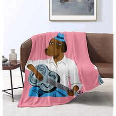 MYSTCOVER Dog Playing Guitar Throw Blanket Super Soft Lightw (Dog Playing Guitar 80"X60"for Adult), 본상품