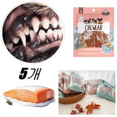 말티즈 애견간식 치석관리 애견치석껌 연어맛 5p 치석제거껌 대형개껌 개껌