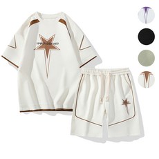 Sevenmoon남성 여름 스포츠 캐주얼 아이스 티셔츠 반팔세트 투피스 M-4XL