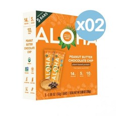 Aloha 알로하 피넛버터 초콜릿 칩 프로틴 바 56g 5팩X2 총 10팩 Peanut Butter Chocolate Chip Protein Bars, 10개