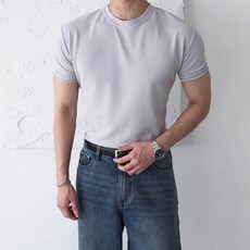 남자 머슬핏 헬스 운동 반팔티 부드러운 무지 라운드 기능성 짐웨어 슬림 남성