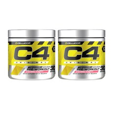 Cellucor 2개 C4 부스터 오리지널 헬스 프리워크아웃 스트로베리 마르가리타 30 서빙 195 g, 195g