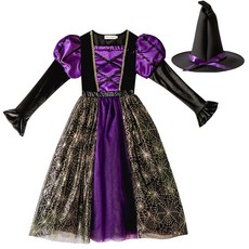 여아 퍼프 마녀의상 드레스 모자세트