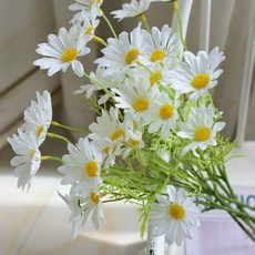 하스몰 인조 꽃 조화 인테리어 꾸미기 데이지 꽃 장식, 10개, 화이트