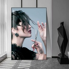 미용실 헤어 인테리어 액자 바버샵 디자인 포스터, C형 - PS 블랙 프레임 (50x70cm), F형 - 50x70cm 블랙 프레임