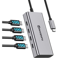 미니소푸루 4포트 USB C 허브 - 노트북용 10Gbps 허브 맥북 프로용 멀티포트 어댑터 맥북 에어 아이패드 서피스 프로 크롬북. (충전/동영상 전송 금지) mi, 4 IN 1minisopuru minisopuru