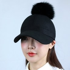 루페오 여성 골프 가을 겨울 방울 캡 모자, 블랙