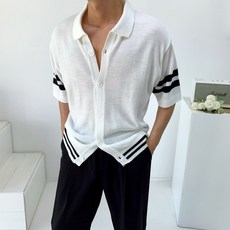 남자배색반팔가디건