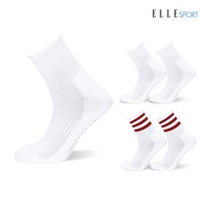 엘르 여성용 스포츠양말 중목 5족 화이트