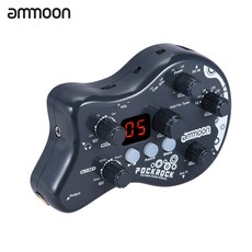 Ammoon PockRock 휴대용 기타 멀티 이펙트 프로세서 이펙트 페달 15 이펙트 타입 40 드럼 리듬 튜닝 기능, 다크그레이, EU플러그